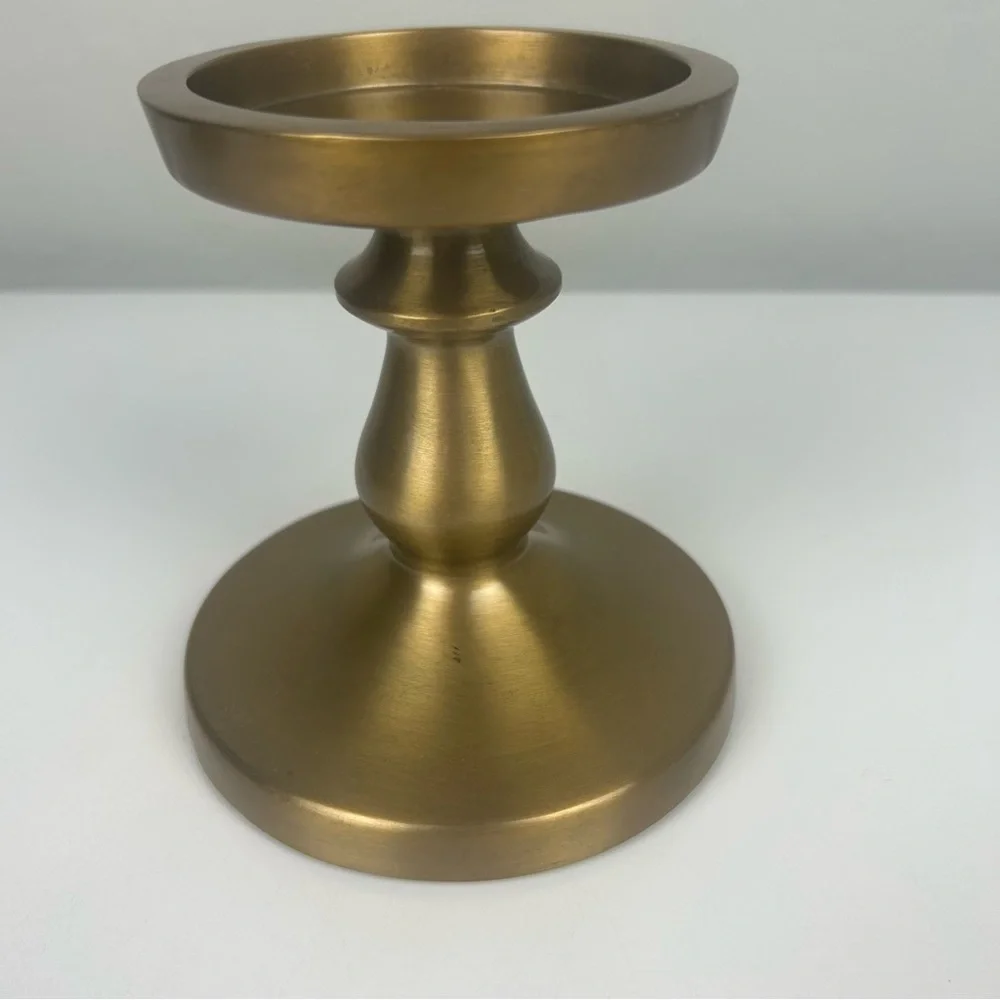 Ikea set of two gold pillar candle holders 5.5 inches